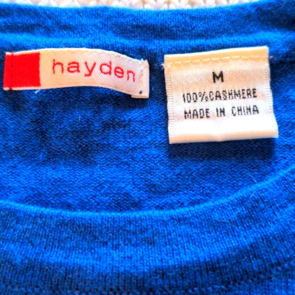 Hayden 100 percent cashmere sweater, Size M, EUC deep Blue, light weight , - Picture 2 of 6